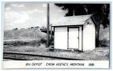 Crow Agency Montana MT Postcard BN Depot 1981 Vintage Unposted RPPC Photo picture