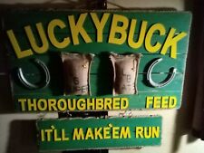 Lucky Buck Thoroughbred Horse Feed  For Horse Racing Theme Wooden Sign picture