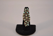 Old Pawn Navajo Sterling Silver Ring - 20 Turquoise - Size 7 - 2