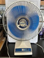 Vintage Galaxy 12” Oscillating Blue Blades Retro Fan - 3 Speeds, Tested Works picture