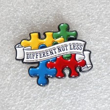 Autism Awareness Pinback Button Different Not Less Puzzle Piece picture