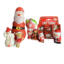 Christmas Lot Vintage Santa Squeaker Plastic Snowman Ornaments Wind Up Santa picture