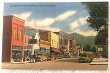 Main Street Andrews North Carolina Classic Car Automobile Linen Vintage Postcard picture