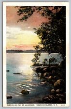 Evening on the St. Lawrence. 1000 Islands, NY Postcard picture