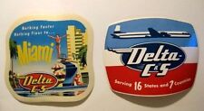 1955 Delta - C&S Airlines DC-7 Schedule Postcard and 2 Luggage Labels picture