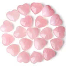 35Pcs Natural Rose Quartz Crystal Stones 20mm Heart Shaped Love Palm Worry Stone picture