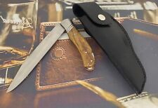 Vintage Laguiole Pocket Knife Blade Steel Wood Sheath Handle Men's Rare Old 20th picture