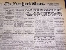 1933 FEBRUARY 14 NEW YORK TIMES - WAR DEBT TO RESTORE GOLD PARIS - NT 3829 picture