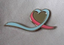 Blue & Pink Stillbirth / Baby Loss Awareness ribbon enamel pin badge / brooch. picture