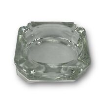 Vintage Clear Glass Square Ashtray Heavy & Just Over 3.5” Diameter picture