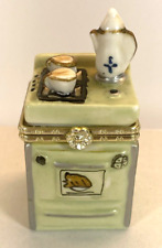 Vintage Adorable Small Hinged Trinket Box Stove, Oven, Teapot, Teacups picture