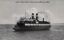 Mackinac MI Michigan Steamer Sainte Marie Nautical Great Lakes Vtg Postcard E3 picture