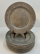 Set of 8 Rare Wilton Pewter Gates House Plough Tavern Bread Plates 6 in picture