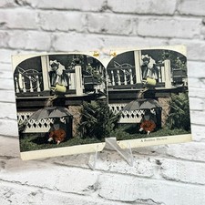 Vintage Stereo View Scope Card Stereoview Stereoscope Photo Sudden Shower Baby picture