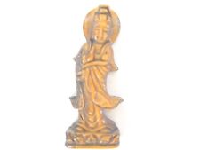 Kwan Yin Guanyin Quinyin Tigers Eye Hand Carved Gemstone Statue  picture