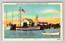 Hyannis Port MA-Massachusetts, Civic Association Pier, Antique Vintage Postcard picture