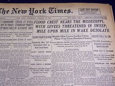 1937 JAN 27 NEW YORK TIMES - FLOOD CREST NEARS THE MISSISSIPPI - NT 427 picture