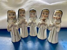 Vintage MCM Porcelain Nun Figurines, Made in Japan, Hand Painted Set of FIVE picture