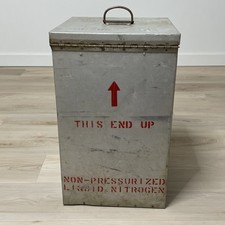 Vintage Metal Liquid Nitrogen Shipping Container Box 12x12x20 Industrial Lab picture
