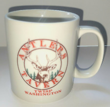 Vintage ANTLERS Tavern TWISP WA Coffee Cup Mug Rare Big BUCK In Forest Elk Deer picture