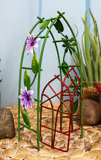 Ebros Fairy Garden Miniature Floral Trellis Arch Swing Door Gate Metal 6.5