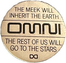 Vintage OMNI The Meek Will Inherit The Earth Pin Pinback Button picture