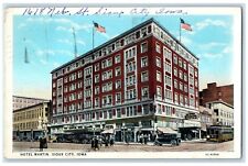 1929 Hotel Martin Building Cars Trolley Street View Sioux City Iowa IA Postcard picture