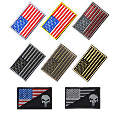 8PC USA SKULL FLAG UNITED STATE COUNTRY US FLAG EMBROIDERED HOOK & LOOP PATCH picture