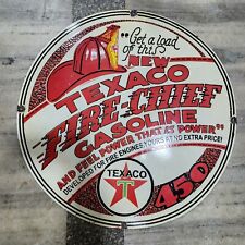 TEXACO FIRE-CHIEF PORCELAIN ENAMEL SIGN 30 INCHES ROUND picture