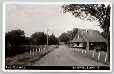 Saxeville Wisconsin~1940s Crate Bed Pickup Truck~Old Mill Store~Gravel Road~RPPC picture