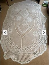 Vtg Antique Handmade Crochet Lace Tablecloth Bedspread Open Work 53