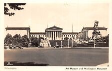 RPPC Philadelphia Pa Art Museum and the Washington Monument 1936 Photo Postcard picture