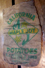 Peters Sons Maple Joy Wasco CA California Potato Sack Old 100 lb Size Burlap Bag picture