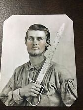 civil war Confederate Military Soldier With Sword tintype C683RP picture