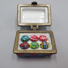 Porcelain Hinged Trinket Box Carton of Six Painted Eggs Easter Treasure PHB picture