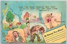 Comic Moonshine Good Eats & Fishing Humor Risque Lady Vintage Postcard picture