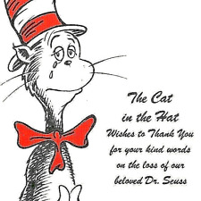 Dr. Suess ~ Death Thank You Card~ The Cat in the Hat  ~ 1991 VERY RARE FreeShip picture