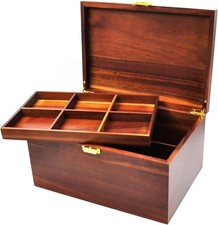 Large Wooden Storage Box with Hinged Lid, Acacia Wood Keepsake Chest picture