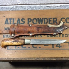 Vintage Iisakki jarvenpaa Finland Puukko Knife w/ Original Leather Sheath picture