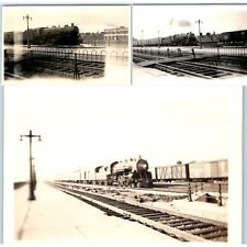 x3 LOT c1920s South Chicago Steam Train Locomotive Small Real Photo Snapshot C41 picture