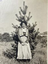 IF Photograph Pretty Posing Country Pine Tree 1910-20's Lovely Young Woman picture