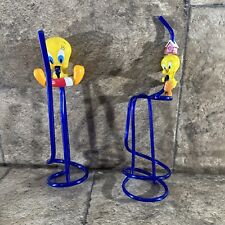 Two Vintage Looney Tunes Tweety Bird Plastic Drinking Straws picture