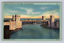 Chicago IL-Illinois, Outer Drive Bridge, Lake Michigan, Vintage Postcard picture