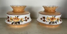 Vtg Pair GWTW Hurricane Lamp Shade ROSES Parlor Replacement Butterscotch 9