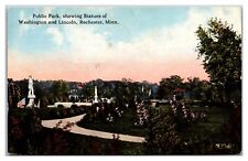 Public Park Showing Statues Of Washington And Lincoln, Rochester, MN Postcard picture