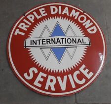 PORCELIAN TRIPLE DIAMOND ENAMEL SIGN SIZE 30X30 INCHES DOUBLE SIDED picture