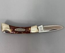 Vintage Sharp 100 B Pocket Knife Japan Lockback Lock Folding Blade Brown picture