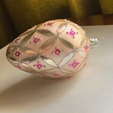 Vintage WATERFORD Holiday Heirloom Pink egg Glass Christmas Ornament picture