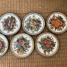 MAJOLICA Deruta Handmade FLORAL WALL HANGING PLATES 12” Italy picture