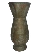 Vintage Tinned Copper Vase Made In Egypt Hand Embossed 12